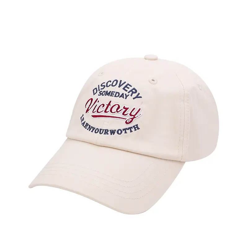 OHSOME Topi Baseball Teks Amerika Retro Putih Khaki Mostorhata 6