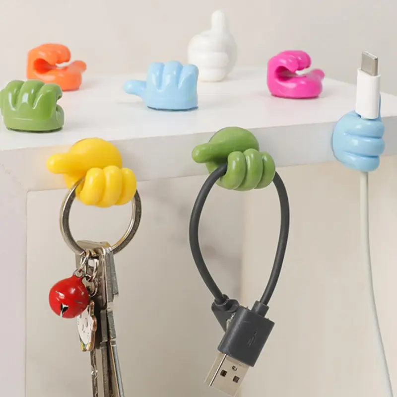 Big Thumb Hook, 10pcs Cartoon Creative Data Cable Storage and Finishing, Household and Office Wire Organizer, Home and Office Supplies Desk Storage Organization 4