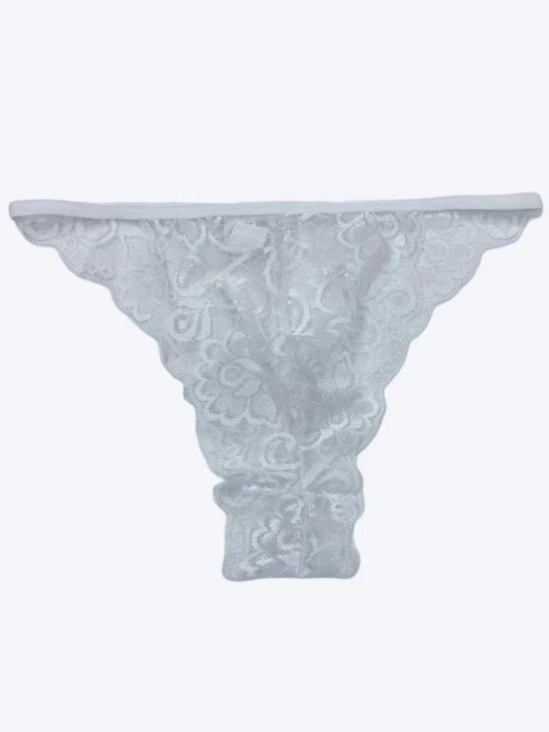 Product Introduction of Men's Floral Lace Sheer Sexy Thong, Breathable Comfortable Scallop Trim Underwear for Daily Wear, Men's Underwear for All Seasons 11