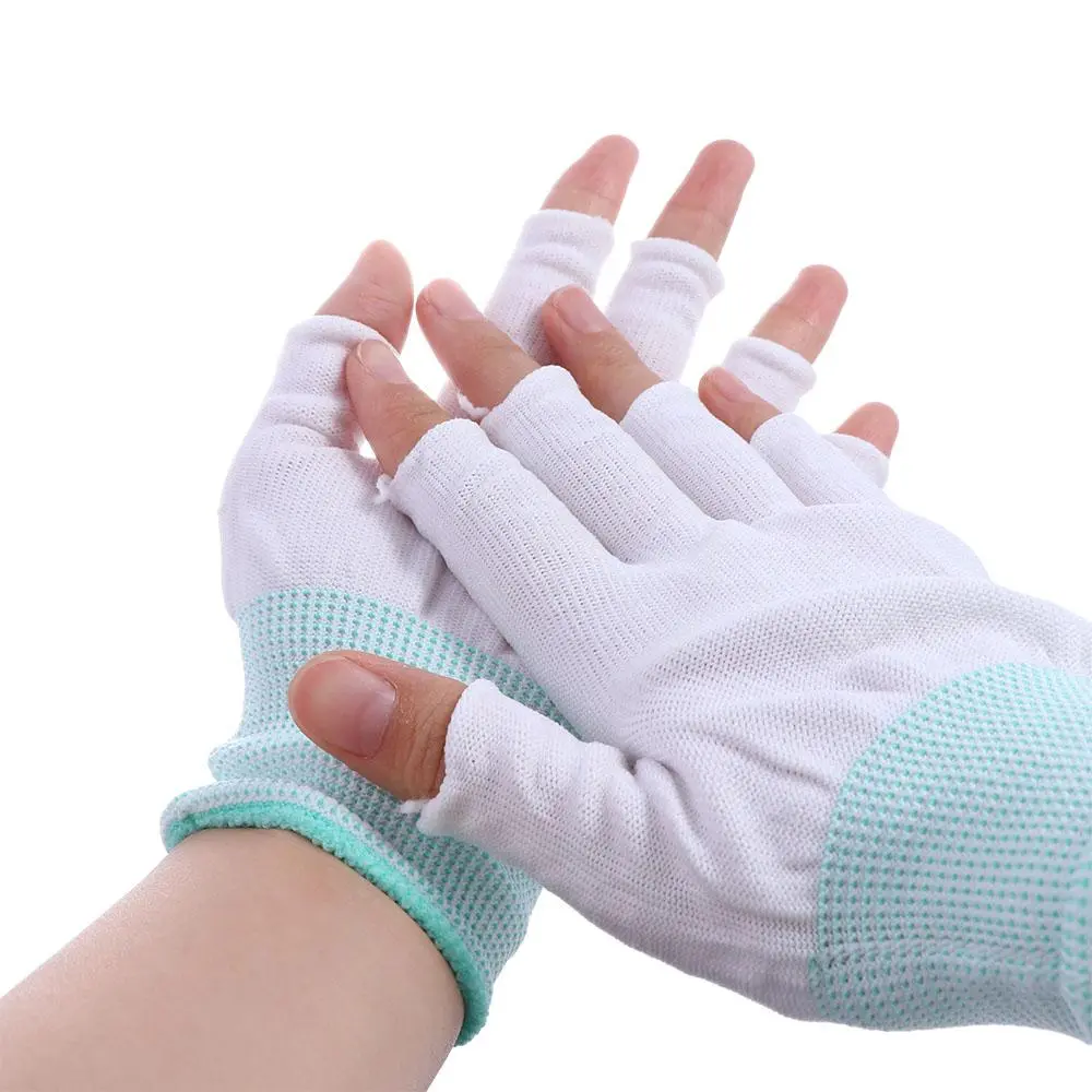 Breathable Driving Sport Fingerless Sun Protection Tea Picking Gloves Show Three Fingers Solid Color Windproof Touch Screen Gloves Show Two Fingers Men Nylon Gloves Anti-skid Mittens