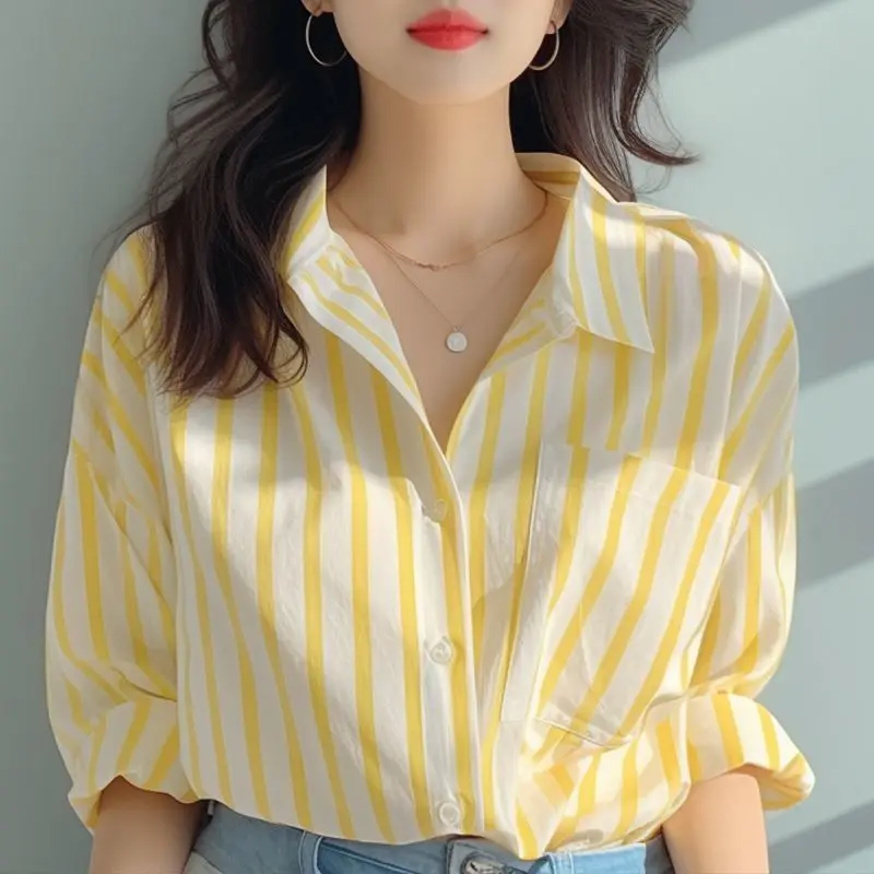 Áo Sơ Mi Hàn Quốc Thường Ngày Hàng Châu Âu, Áo Sơ Mi Nhỏ Phong Cách Phương Tây, Áo Sơ Mi Chống Nắng Bờ Biển Phổ Biến Baju, Bán Chạy
