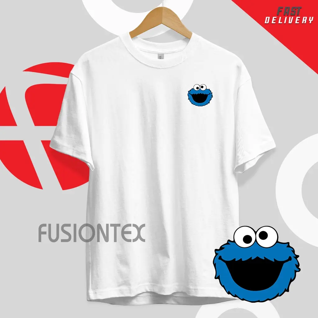Cotton T-shirt, 100% cotton t shirt, men & women shirts unisex round neck tee, Cookie Monster