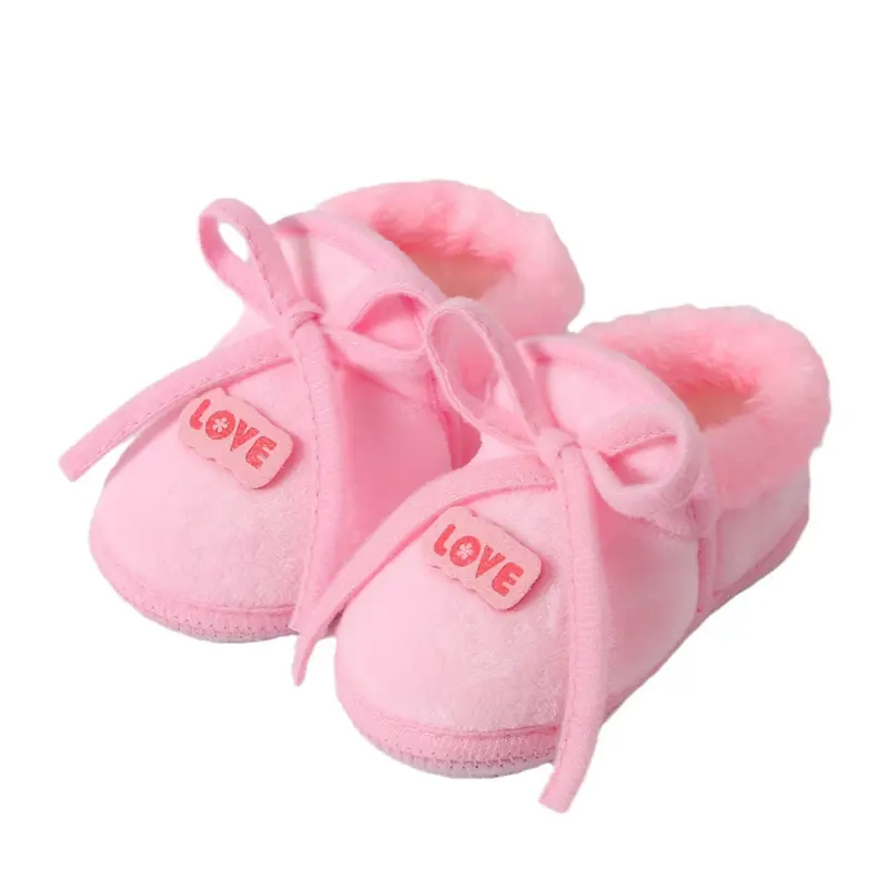 Baby Girl Boy Booties Fur Lining House Slippers Winter Infant First Walker Shoes with Non-Skid Soles