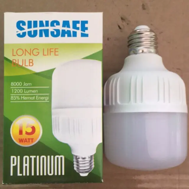 Promo Sunsafe 15 watt bohlam led lampu biasa tahan lama awet putih