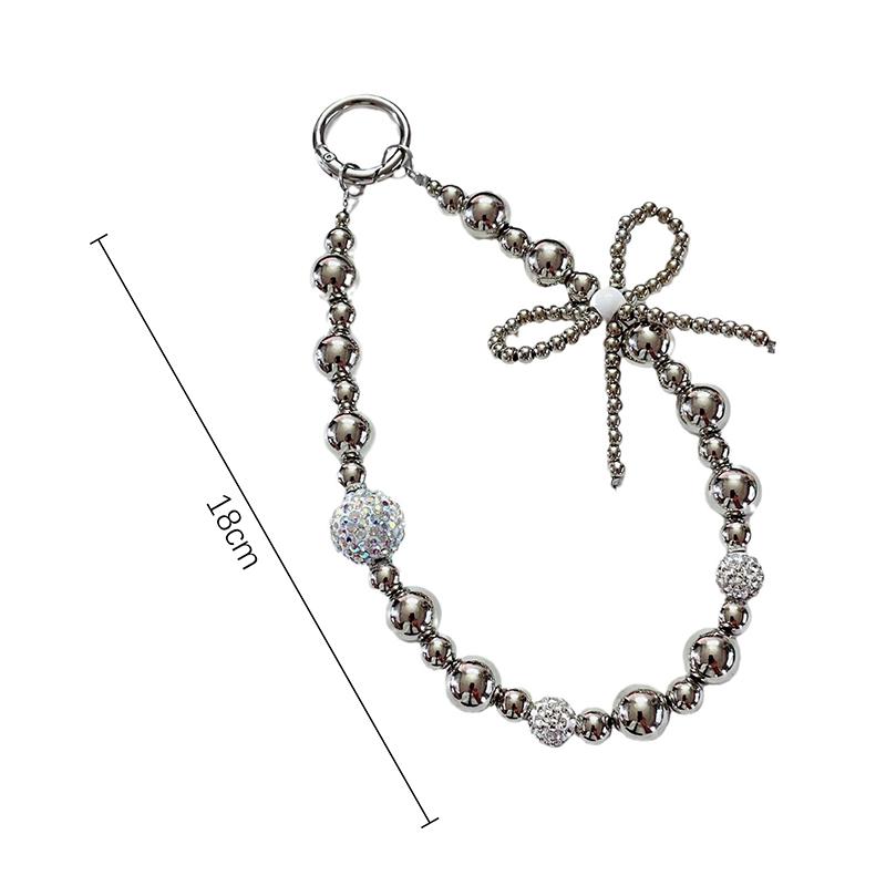 Product Introduction of Creative Bow Bead Phone Lanyard Short Hand Beaded Pendant Keychain Universal Anti-lost Phone Lanyard Backpack Decoration 23