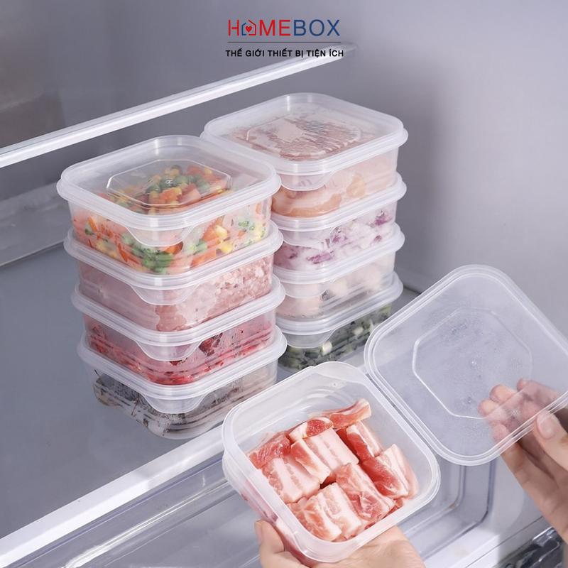 COMBO 10 Hộp Bảo Quản Thực Phẩm Có Nắp Ngăn Mùi Đựng Hoa Quả Đồ Ăn Dặm Rau Củ Gia Vị Tươi Sống Tủ Lạnh