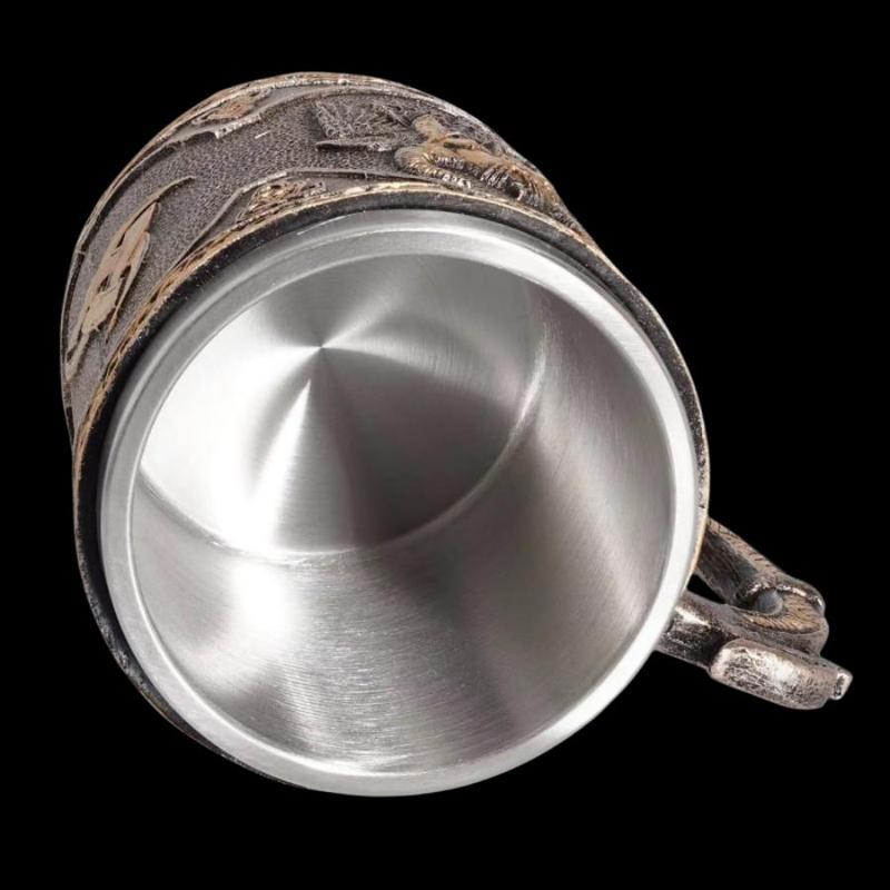Product Introduction of Vintage Odin Pattern Coffee Mug, 1 Count Stainless Steel Double Wall Insulated Mug with Handle, Drinking Cup for Home Office Use 13