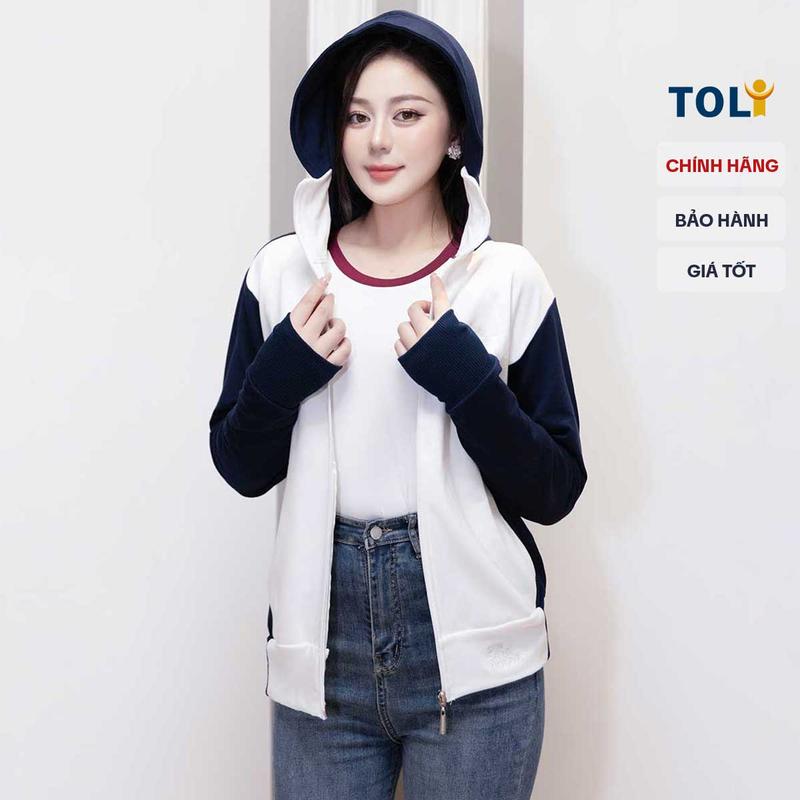 Áo khoác nữ TOLI có túi trong, vành mũ siêu rộng chống nắng tốt, vải dày dặn cao cấp, có bigisze [KNM25] Top Cotton Women Jean Hoodie