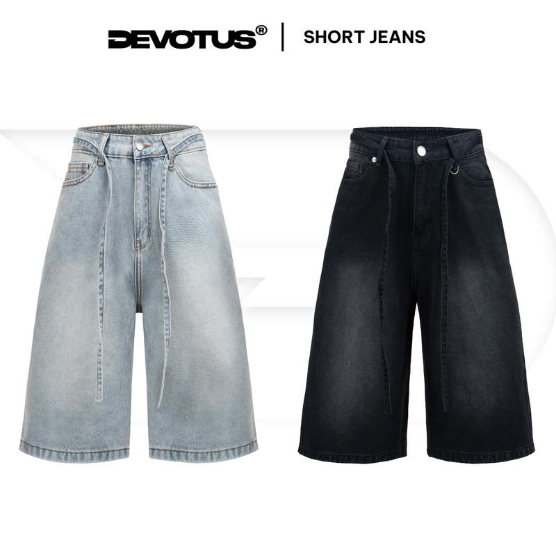 Quần Short Jeans Devotus Form Unisex Ống Rộng Qua Gối - BASIC SHORT JEANS  Menswear Nam Nữ