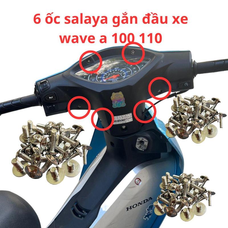  ốc salaya gắn đầu xe wave 50 100 110 chất liệu inox 304 không gỉ sáng bóng 