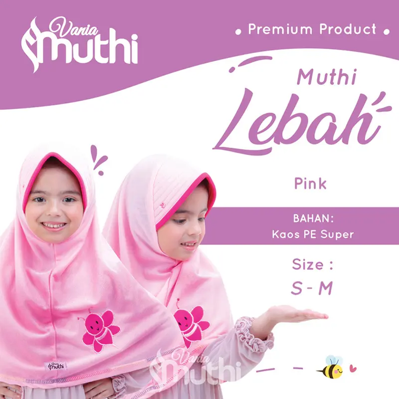 Vania Muthi - Hijab Instant Jilbab Anak Perempuan Motif Lebah S Umur 4 - 7 Tahun Kerudung Kaos Adem Nyaman Simpel Original Muslim 0