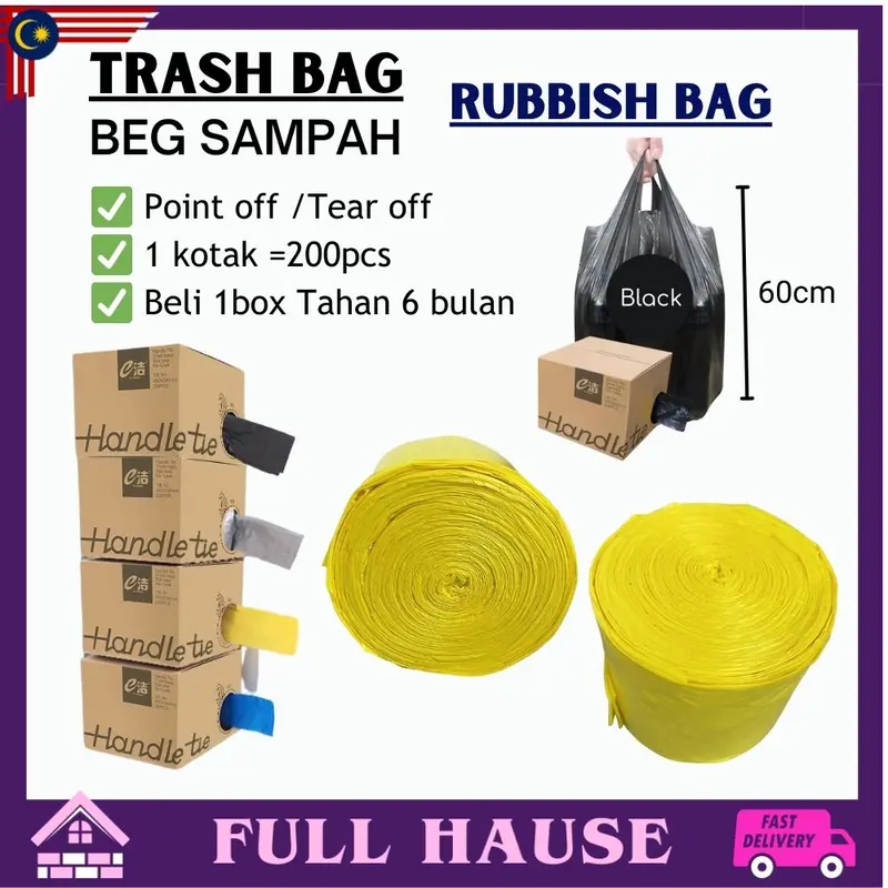 📌200pcs Beg Sampah , Size : 45x60cm , Point-off Rubbish Plastic ...