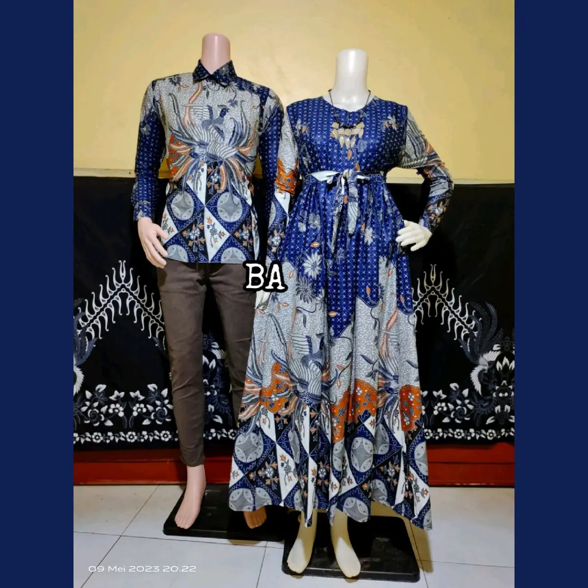 Gamis Batik Couple Suami Istri L XL XXL JUMBO LD 120