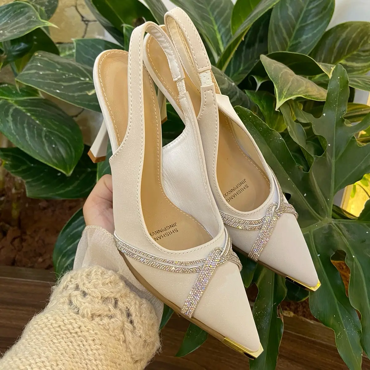 Giày bít mũi gót nhọn 9cm dây đá chéo Nữ Shoes Women 9F3