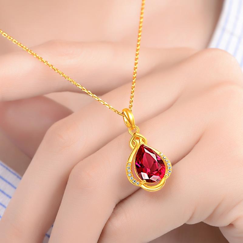  Mặt Dây Chuyền Mạ Vàng Dát Kim Cương Mặt Dây Chuyền Giọt Nước Đỏ Mặt Dây Chuyền Phong Cách Sang Trọng Nhẹ Phổ Biến Không Phai Màu Theo Thời Gian Thích Hợp Làm Phụ Kiện Đám Cưới Vòng Cổ Phong Cách Tối Giản.| 