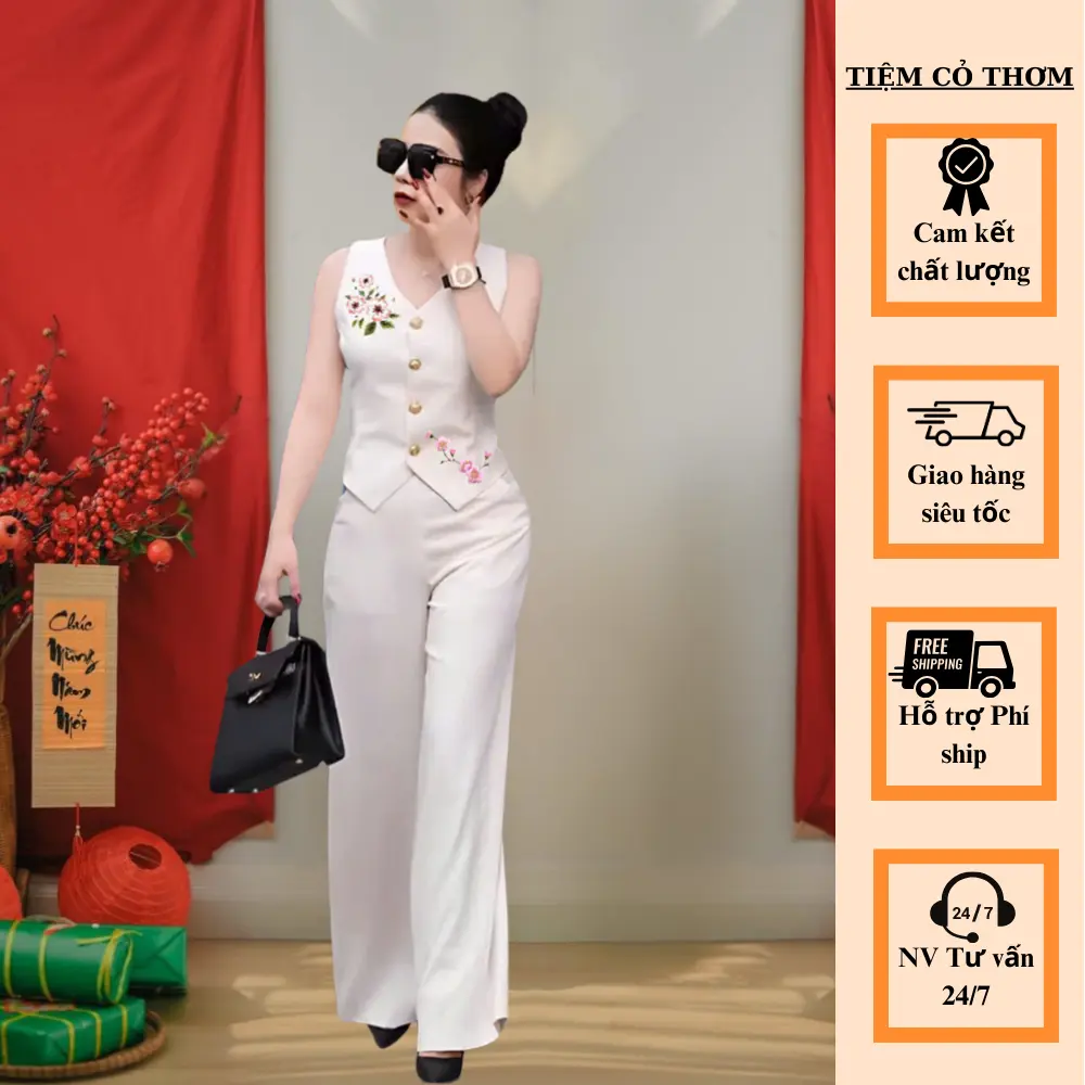 BỘ NIW - Đồ bộ trung niên CỎ THƠM, hàng thiết kế, dáng suông. Nữ Women,THỜI TRANG TRUNG NIÊN