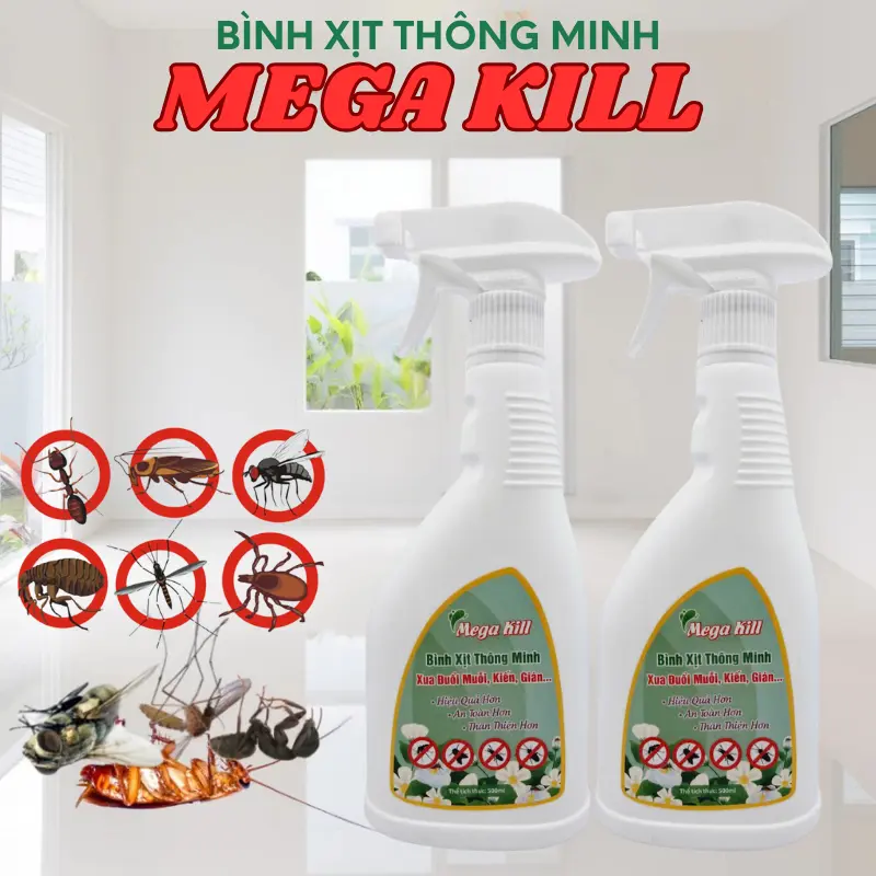 Bình Xịt Diệt Muỗi, Kiến, Gián, Mối Sinh Học Mega Kill 500ml – An Toàn Cho Bé, Không Mùi Hóa Chất 4