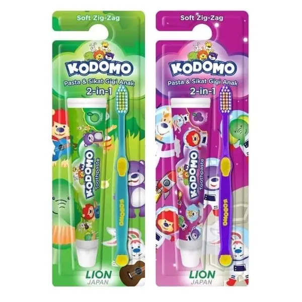 Kodomo Pasta & Sikat Gigi Anak 2-in-1 + Extra Hadiah Regular Soft / Zig-zag 3