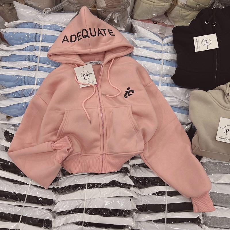Product Introduction of Áo Khoác Nỉ Croptop Form Lửng Họa Tiết Trơn Nhiều Màu_Chất Nỉ Mềm Mịn Mủ Lớn Siêu Hót Jacket Women Nữ Hoodie Xám aokhoac ni 4 tui 2