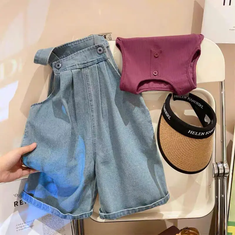 Quần yếm jean 2 màu  cho bé trai và bé gái, phong cách Hàn yếm bò cho bé _S4 6