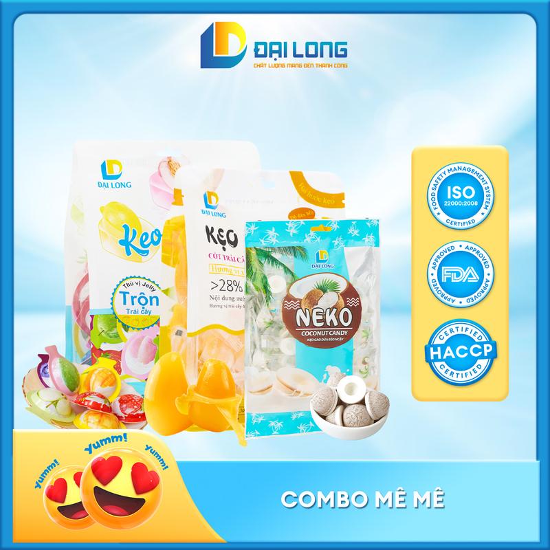 1000gr Combo MÊ MÊ kẹo bóc vỏ kẹo gáo dừa và kẹo thạch Đại Long đủ đầy bánh kẹo Snack siêu hot Ăn Vặt Candy Chua Food keothach 3d