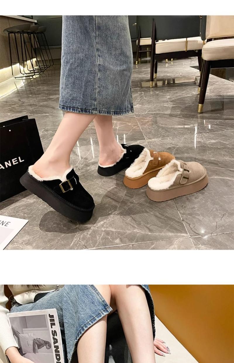 Product Introduction of Dép Lê Bên Ngoài Nữ, Furry, Tăng Chiều Cao, Boken Mới, Bít Mũi, Lót Lông Cừu Lười, Ấm Áp, Đế Lười, 20242024 19