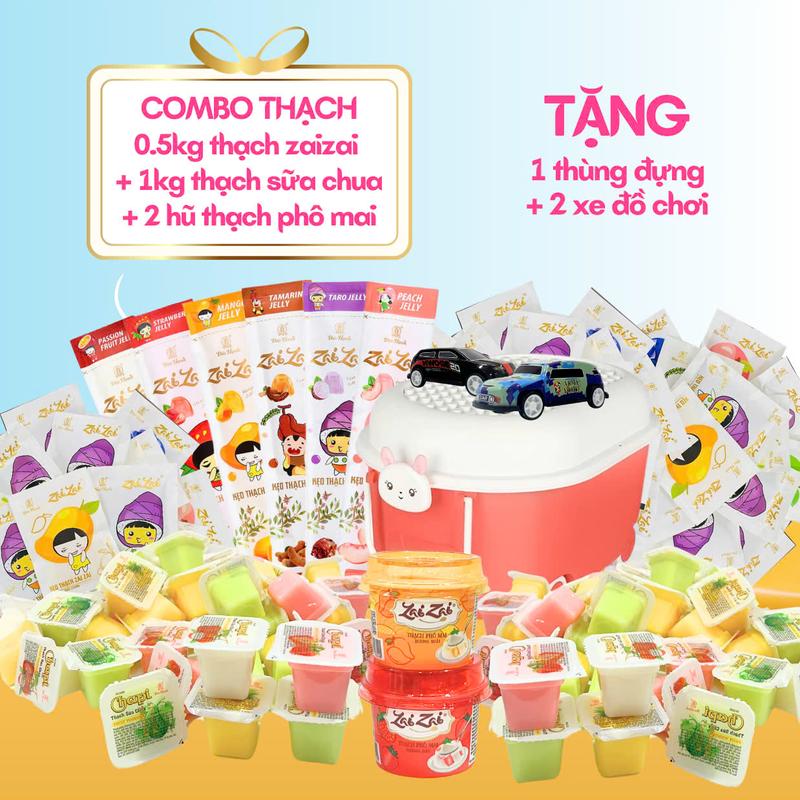 Combo Thạch Zai Zai , thạch sữa chua, phô mai, tặng xe đồ chơi các loại đủ vị thơm ngon, dai giòn, cả nhà cùng thưởng thức