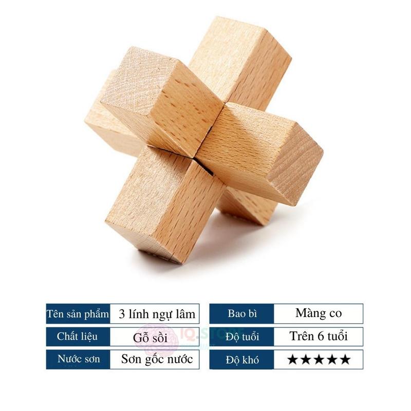 Product Introduction of Đồ chơi tháo lắp gỗ 3 chàng lính mở khóa Khổng Minh 3D rèn luyện trí thông minh - Trò chơi câu đố phát triển trí tuệ IQ 30