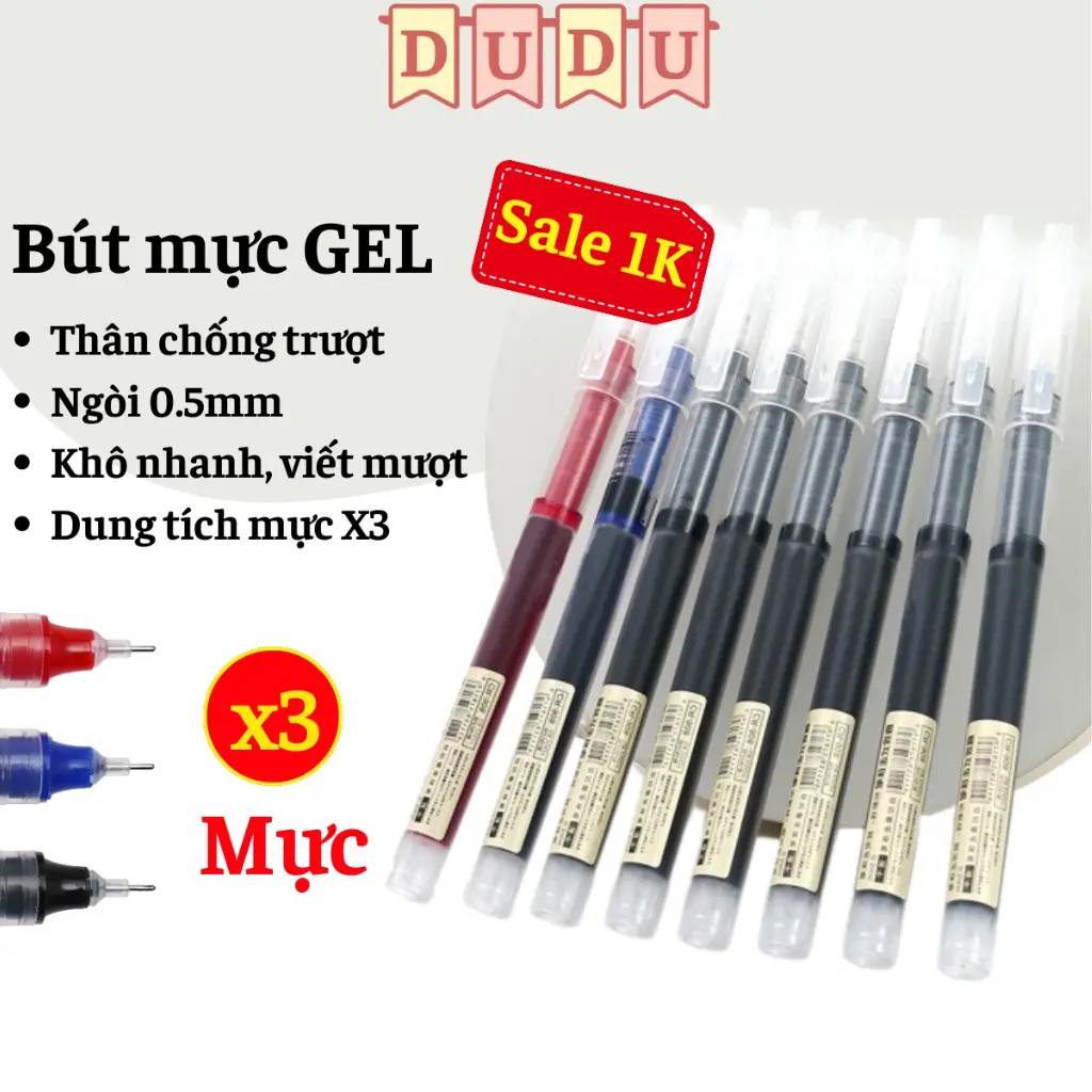 Bút gel mực nước ngòi 0.5mm nhiều màu mực viết trơn không tắc mực