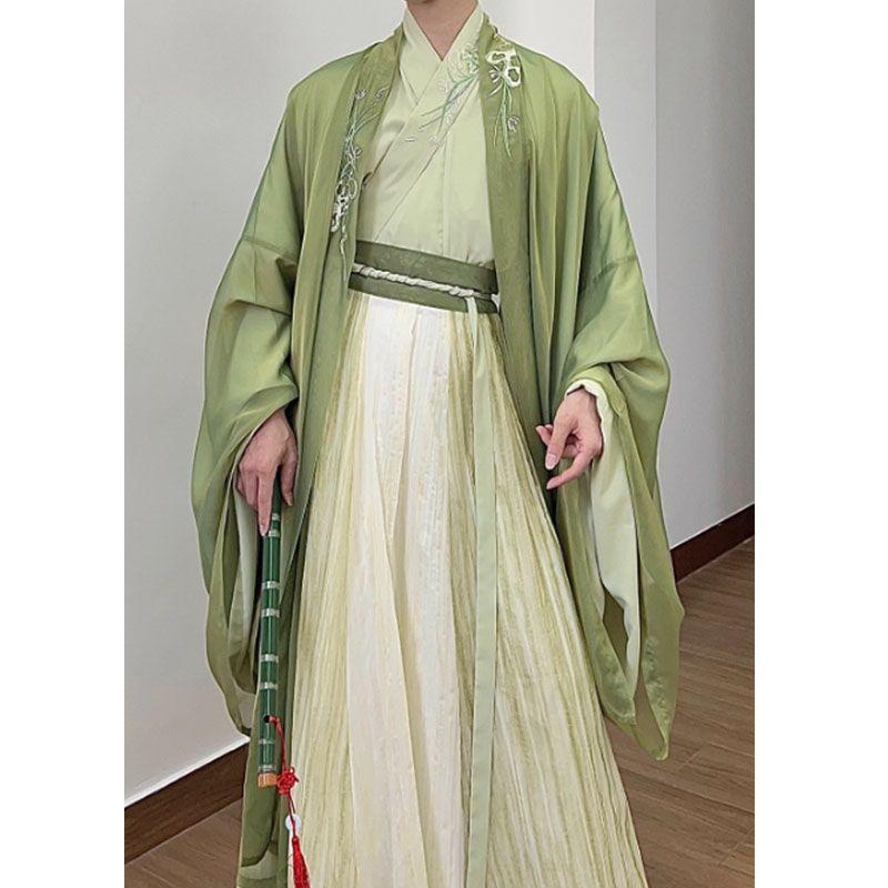 Product Introduction of Trang Phục Han Phong Cách Cổ Đại Áo Sơ Mi Dài Song Beizi, Váy Xếp Ly Chín Vỡ, Hanfu Cải Tiến, Thích Hợp Cho Mùa Xuân Và Mùa Thu, Thanh Lịch Và Thanh Lịch, Màu Xanh Lá Cây, Phong Cách Tang [Qingyin], 2024 Nữ Women 5