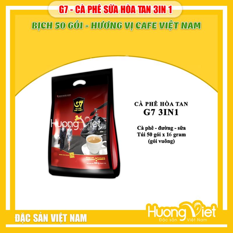 Cà phê G7 - cà phê sữa hòa tan 3in1 Bịch 50 gói x16gr, Đặc sản coffee Trung Nguyên Legend cafe Việt Nam g7 bịch 50 gói