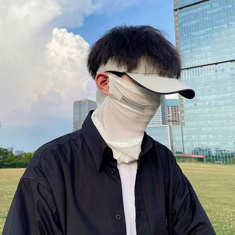 Khẩu Trang Chống Nắng Lụa Lạnh Mùa Hè, Dành Cho Nam Và Nữ, Khẩu Trang Đi Xe Đạp Ngoài Trời, Màu Trơn Quấn Cổ Chống Tia UV, Khăn Quàng Cổ Khăn Quàng Tai, Thích Hợp Để Chống Nắng 3