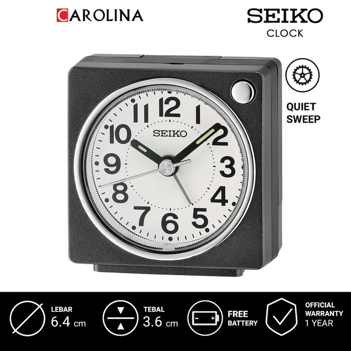 Gambar Jam Beker SEIKO QHE196K Quiet Sweep Black Color White Dial Beside Alarm Clock dari Carolina Watch Official Shop Kota Administrasi Jakarta Barat Tokopedia