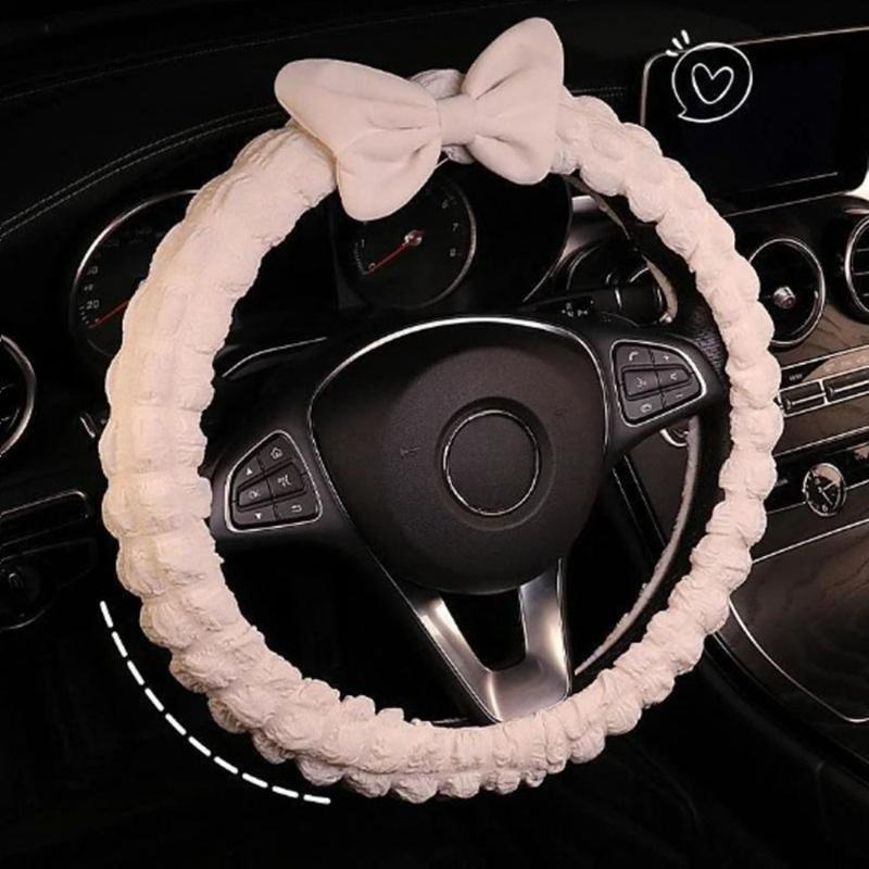 DEKALI Breathable Plush Car Steering Wheel Cover Anti-slip Inner Ring Steer Wheel Protector Cover Universal Warm Steering Wheel Sleeve Automobile 1