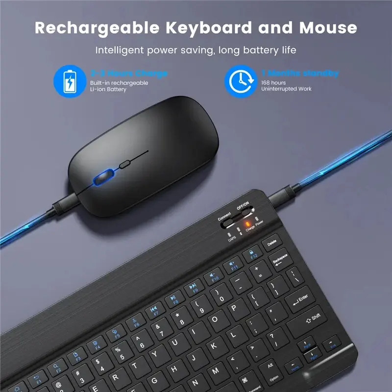 MAYY【READY】 2nd gen Pro 10 Inch 3 in 1 Wireless Bluetooth Keyboard Mouse Set Lightweight Portable For iPad 6