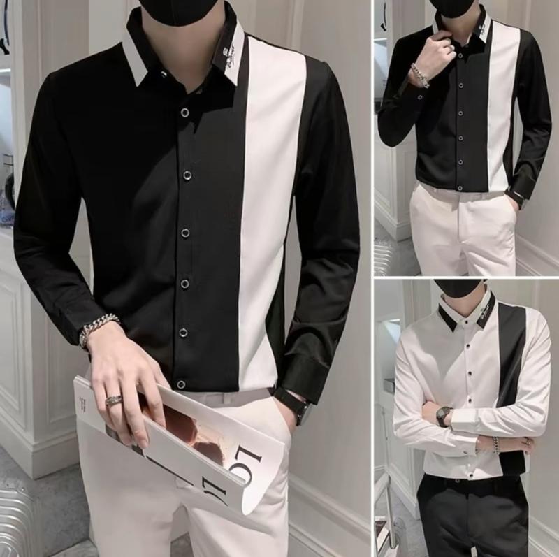 Áo sơ mi nam tay dài chất liệu vải cao cấp mẫu mới thời trang trẻ trung mẫu mới 2 màu giá rẻ Menswear Shirt Dài Tay Có Cổ