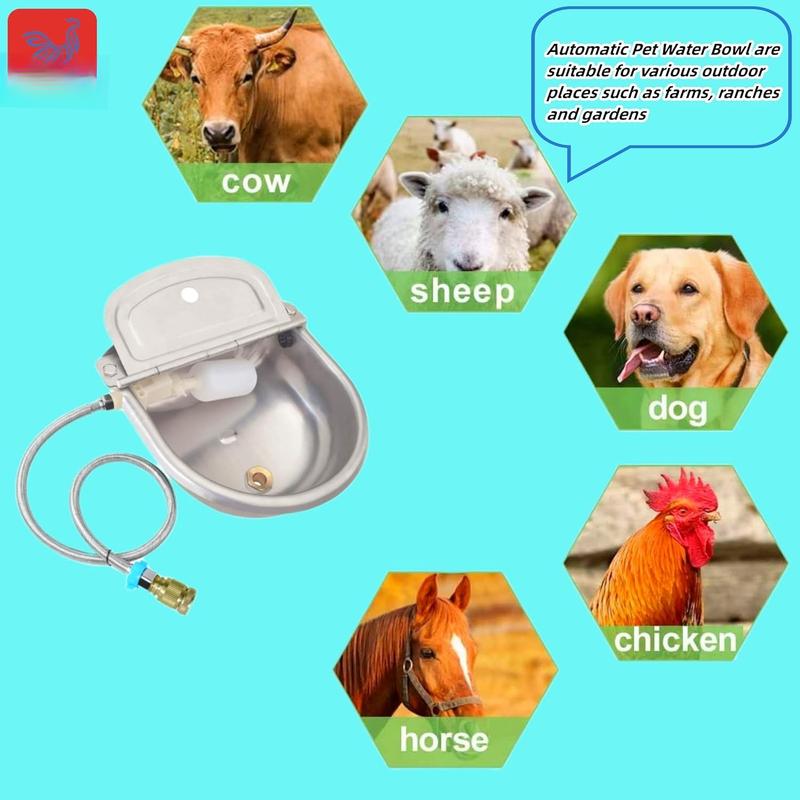 TikTok Shop Automatic Water Bowl for Dogs with Drainage System Auto Water Dispenser with Float Valve Livestock Water Trough with Hose Connector Wall Mounted Outdoor Waterer for Goat Cattle Chicken