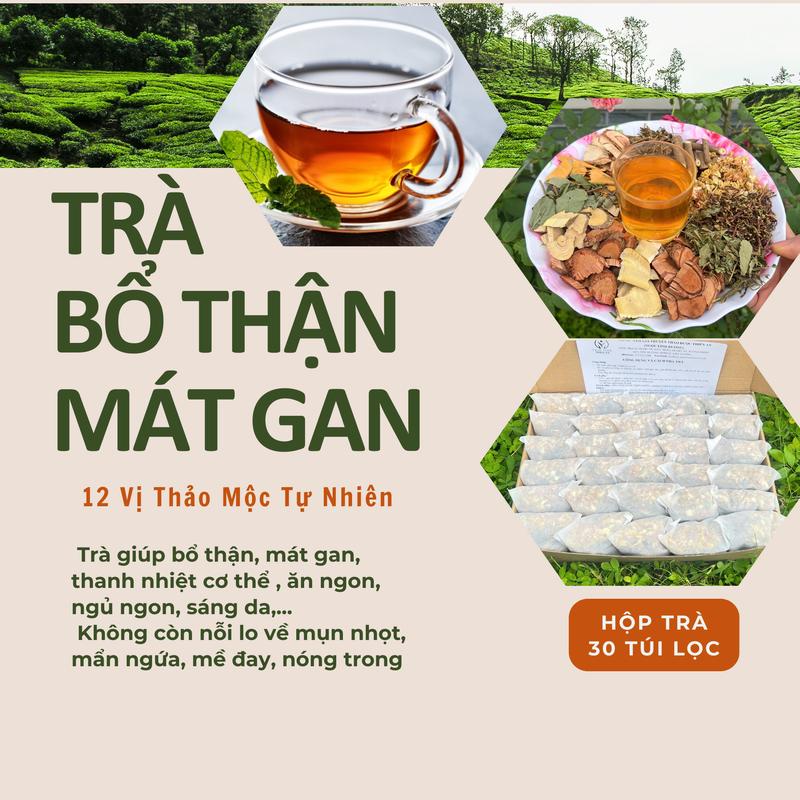 [HỘP 30 TÚI LỌC] Trà Bổ Thận Mát Gan 12 vị thảo mộc tự nhiên, Thơm Ngon dễ dàng sử dụng Nước Trà  tràdưỡngsinh Chè trà  trà  mát giải độc tral anam 10 vi    trà  lá nam mộc     tea box thao duoc moc can chè dưỡng nhan trà  hạ men