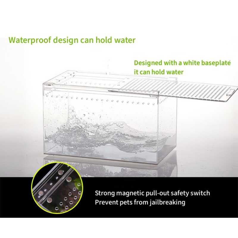 Product Introduction of Transparent Acrylic Reptile Breeding Box Lizard Amphibian Spider Terrarium Leak proof Habitat Arboreal Tarantula Enclosure 23