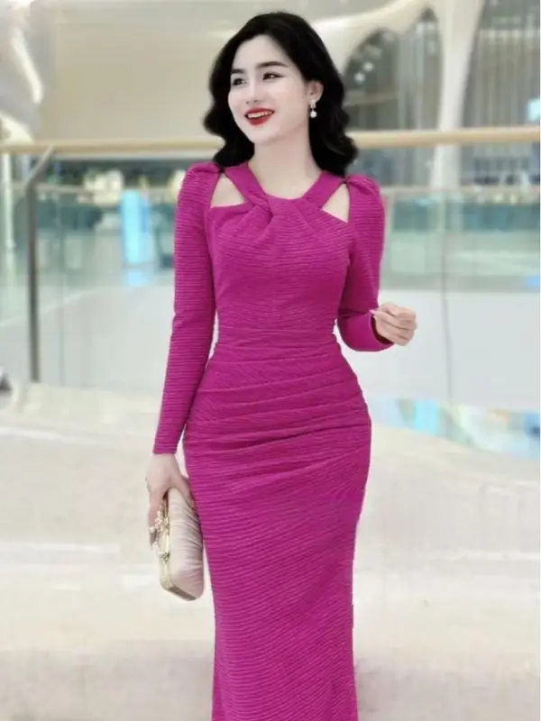 B5 Váy thiết kế sang chảnh dáng váy body ,chất xốp nhăn mềm mại co dãn nhẹ nhàng , không bai ,không xù, không gây kích ứng da. Nữ Women 3