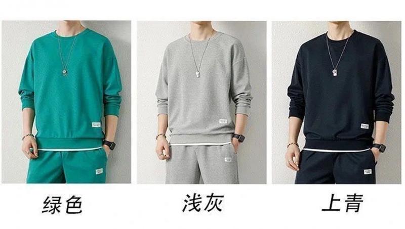 Product Introduction of Bộ Đồ Dài Tay Áo, Kiểu Bánh Quế, Áo Thun Nam, Bộ Đồ Thường Ngày Dáng Rộng Vừa Vặn, Màu Trơn Hợp Xu hướng Thích Hợp Cho Mùa Xuân Và Mùa Thu, Áo Thun Mùa Thu 8