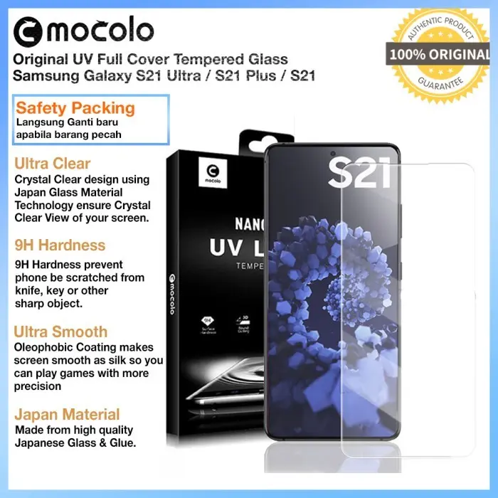 Mocolo Full Tempered Glass Compatible For Samsung S21 Ultra S21 Plus Anti Gores Kaca