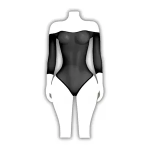 ELBER Baju Wanita Model Bodysuit Transparant Wanita Ukuran One Size Bahan Filamen Musim Panas Baju Malam Wanita Y4086