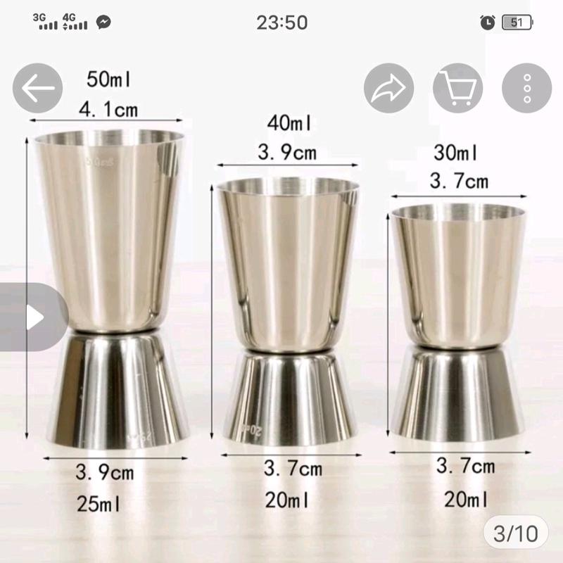 Ly đong định lượng inox 2 đầu Ly pha chế cocktail