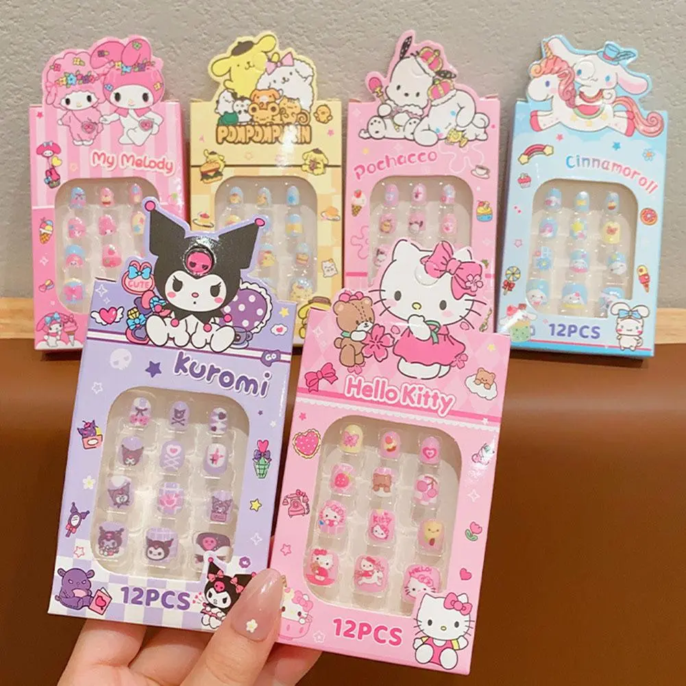 Cute Sanrio Cartoon Exquisite Nail Sticker For Kids Girls Fun Cute Wearing Nail