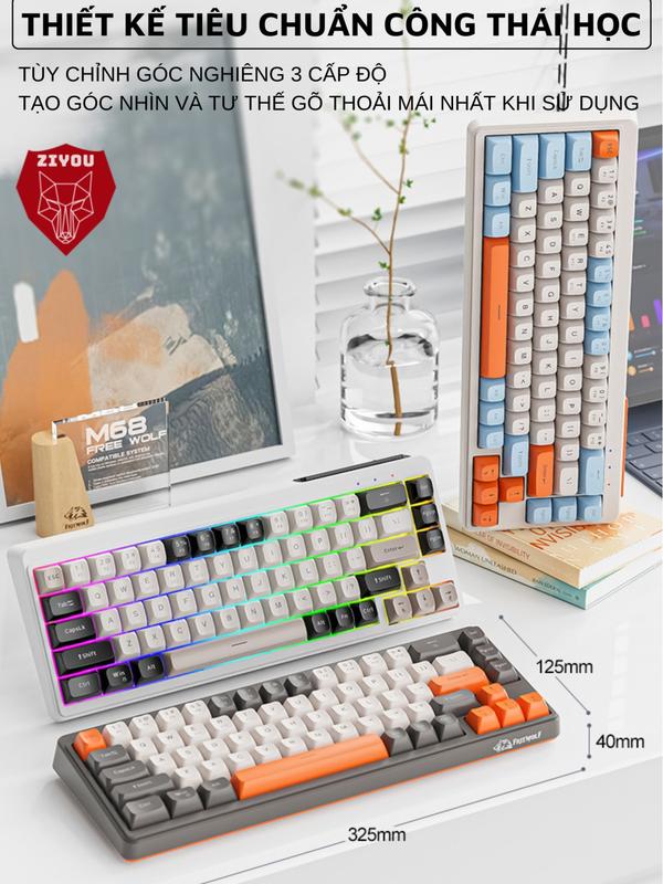 Bàn Phím MINI Không Dây Ziyou FreeWolf M68 Full LED Gõ Êm Giảm Ồn 3 Chế Độ Kết Nối Tương Thích Máy Tính, Điện Thoại | BigBuy360 - bigbuy360.vn Bàn Phím MINI Không Dây Ziyou FreeWolf M68 Full LED Gõ Êm Giảm Ồn 3 Chế Độ Kết Nối Tương Thích Máy Tính, Điện Thoại | BigBuy360 - bigbuy360.vn
