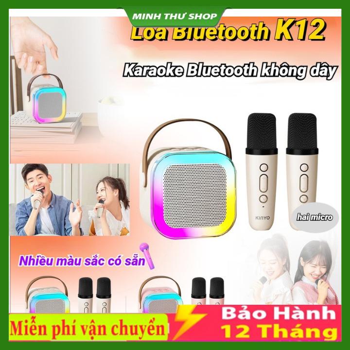 Loa Bluetooth Karaoke Mini 2 Míc K12 ,D2, K1 Siêu Hay, Kèm 2 Micro Mini, Chất Âm Hoàn Hảo, Mic Hút Âm, Nâng Tone, Chỉnh Vang
