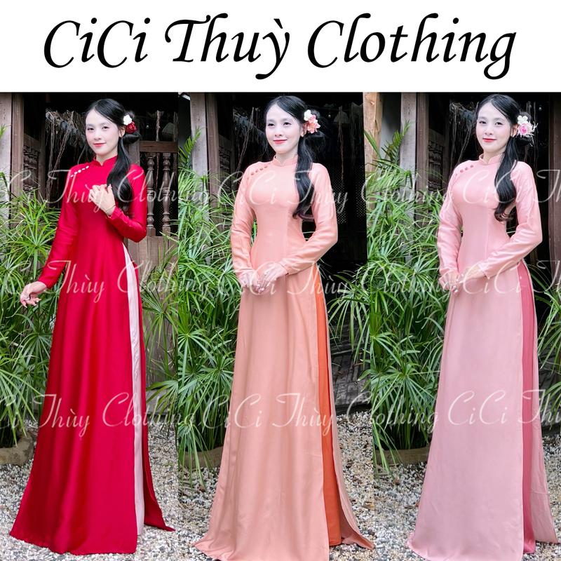   Sẵn Hàng  Áo Dài Hạ An - Áo Dài Tết 2026 Dáng Eo Tay Dài Đính Cúc Bọc Lụa Ngọc Trai Phù Hợp Giáo Viên Đi Chơi - CiCi Thuỳ Clothing 
