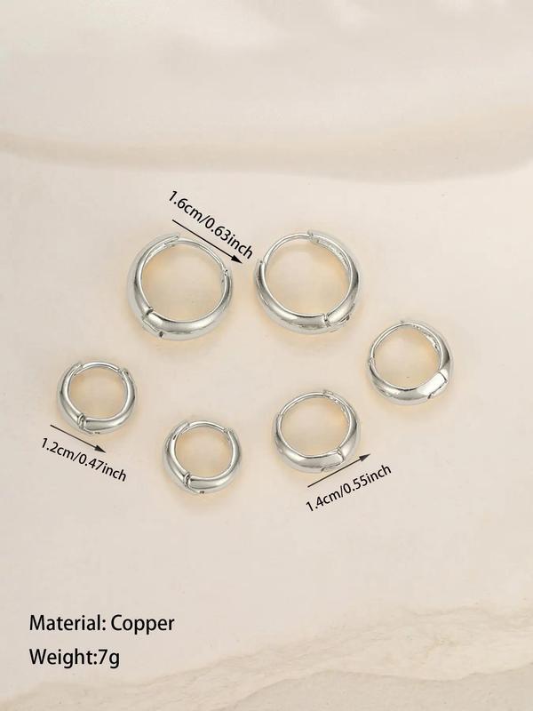 Women's Elegant Trendy Geometric Design Hoop Earrings, Simple Style Plain Color Hoop Earrings for Party, Exquisite Jewelry for Birthday Gifts 1