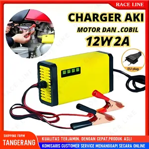 Casan Aki Motor Mobil Otomatis 2A-20A 12Volt/24Volt Portable Automatic Charger Batterai Cas Aki Kering/Basah 12V/24V, Auto Cut Off & Digital LED Display, Portable Untuk Mobil/Motor/Truk - Garansi Resmi Cepat Isi Daya Anti Overheat/Short Circuit